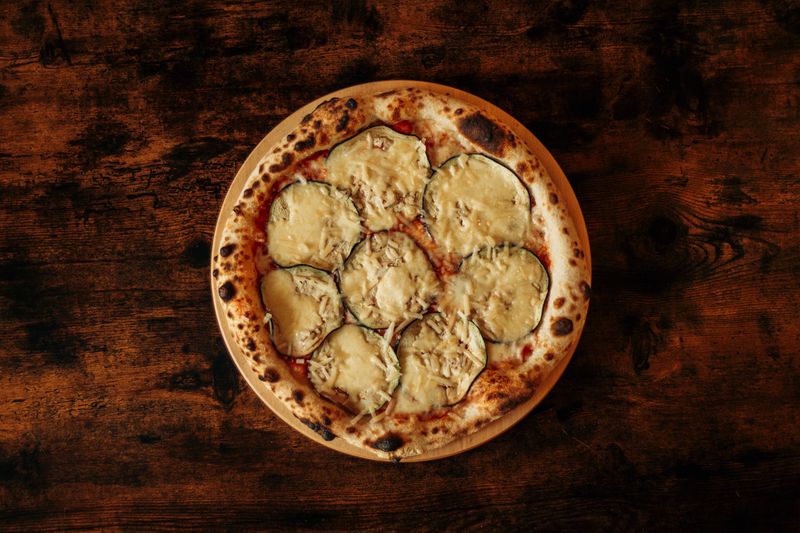 Garden fresh vegetarian punch pizza with roasted vegetables